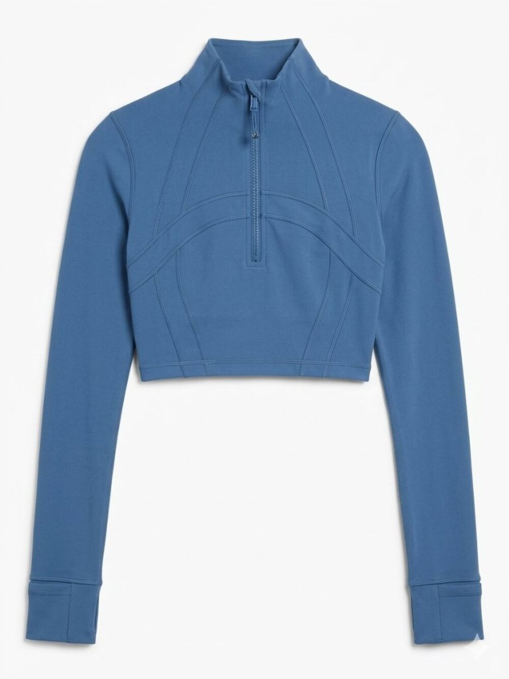 Lululemon Define Cropped Half Zip Luon in Pitch Blue, size 0